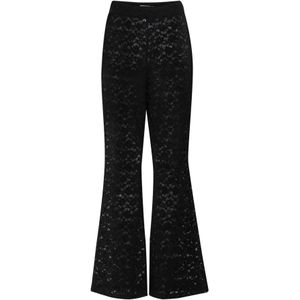 Ichi, Broeken, Dames, Zwart, S, Polyester, Zwarte Bootcut Kant Broek