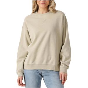 My Essential Wardrobe, Sweatshirts & Hoodies, Dames, Beige, XL, Zand Logo Geborduurd Sweatshirt