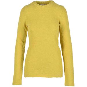 Sportmax, Truien, Dames, Geel, M, Wol, Wol Angora Mix Gebreide Trui