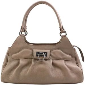 Salvatore Ferragamo Pre-owned, Pre-owned, Dames, Beige, ONE Size, Tweedehands leren schoudertassen