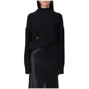 MM6 Maison Margiela, Truien, Dames, Zwart, S, Wol, Zwarte Wol Coltrui