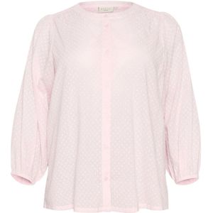 Kaffe Curve, Blouses & Shirts, Dames, Roze, 5Xl, Katoen, Lila Sneeuw Shirt Blouse ¾ Mouwen