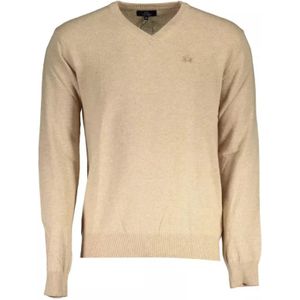 La Martina, Truien, Heren, Beige, L, Wol, Beige Wollen Pullover voor Mannen