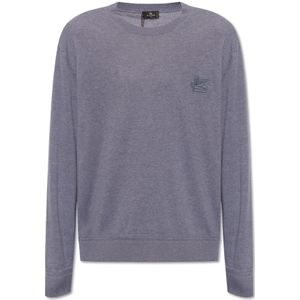 Etro, Truien, Heren, Blauw, M, Katoen, Trui met Logo