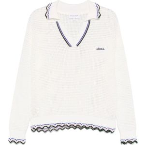 Maison Labiche, Truien, Dames, Wit, M, Witte Logo Patch Trui