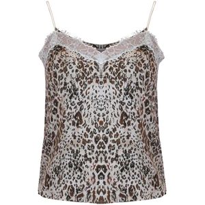 Kocca, Tops, Dames, Veelkleurig, L, Dierenprint Kant Inzet Top