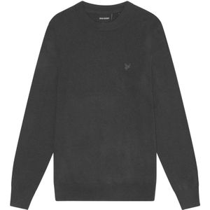 Lyle & Scott, Truien, Heren, Blauw, S, Wol, Tonal Eagle Lamswollen Trui met Ronde Hals