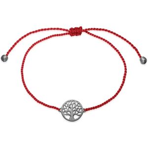 Frk. Lisberg, Accessoires, Dames, Grijs, ONE Size, Boom des Levens Zijden Armband Rood/Zwart Zilver