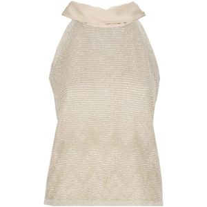 D.Exterior, Tops, Dames, Geel, M, Gouden Viscose Top met Lurex Details
