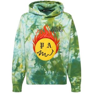 Palm Angels, Sweatshirts & Hoodies, Heren, Groen, S, Katoen, Stijlvolle Logo Hoodie