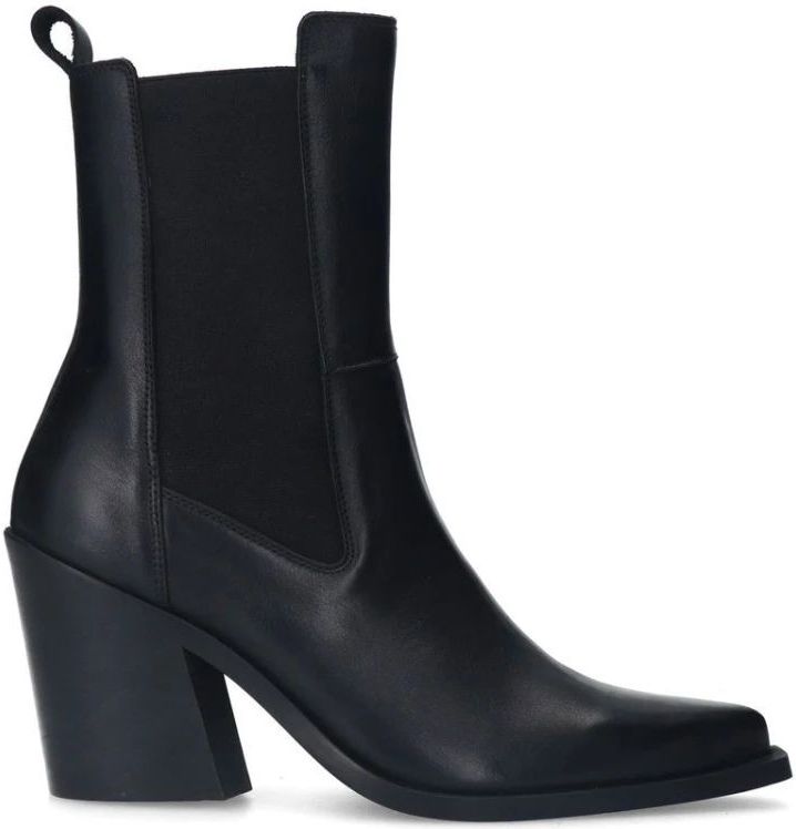 Sacha, Schoenen, Dames, Zwart, 36 EU, Leer, Zwarte Leren Chelsea Boots met Hak