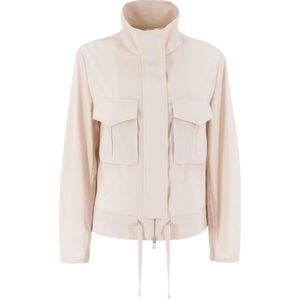 Duno, Jassen, Dames, Roze, M, Wol, Technische Stoffen Jas met Hoge Kraag