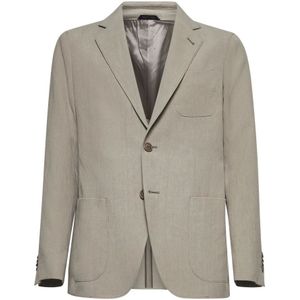 Giorgio Armani, Jassen, Heren, Beige, M, Linnen, Beige Linnen Deconstructed Jas