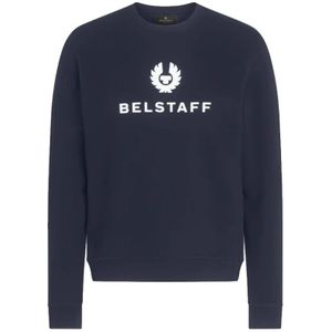 Belstaff, Sweatshirts & Hoodies, Heren, Blauw, L, Katoen, Donkere Inkt Signature Crewneck Sweatshirt