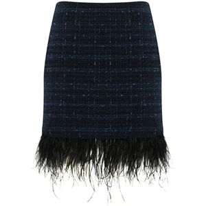 Twinset, Rokken, Dames, Blauw, XS, Katoen, Boucle Rok met Verenzoom
