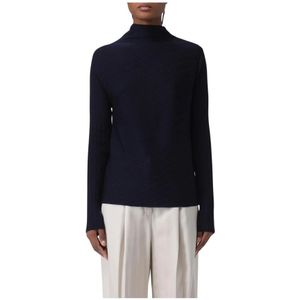 Theory, Truien, Dames, Blauw, L, Wol, Elegant High Neck Sweater