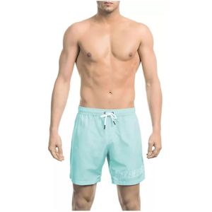 Bikkembergs, Badkleding, Heren, Blauw, M, Polyester, Blauwe Zwembroek met Voorkantprint voor Dames