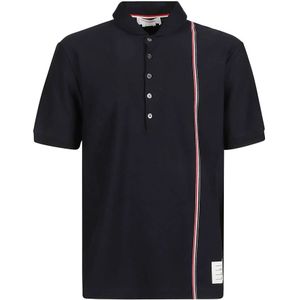 Thom Browne, Tops, Heren, Blauw, M, Gestreept Poloshirt