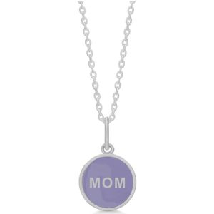 Frk. Lisberg, Accessoires, Dames, Grijs, L, MOM Ketting Paars Zilver Emaille Hanger