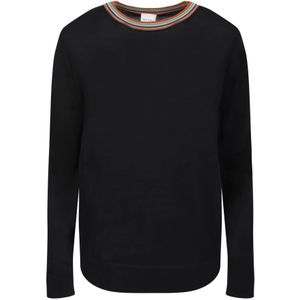Paul Smith, Sweatshirts & Hoodies, Dames, Zwart, L, Wol, Comfortabele Merino Wol Sweatshirt met Artist Stripe Motief