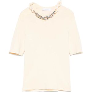 Rabanne, Tops, Dames, Beige, M, Katoen, Beige T-shirt en Polo Set