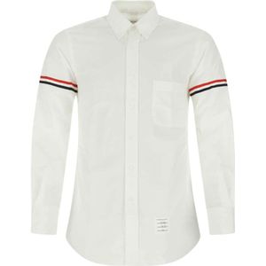 Thom Browne, Overhemden, Heren, Wit, S, Katoen, Klassiek Wit Katoenen Overhemd
