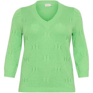Kaffe Curve, Truien, Dames, Groen, XL, Katoen, Lenteboeket Gebreide Trui