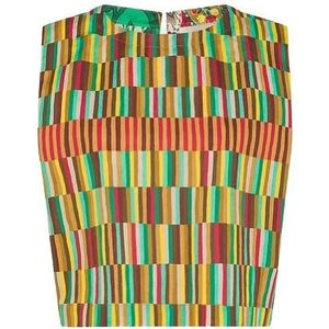Momoni, Tops, Dames, Veelkleurig, M, Katoen, Gedrukte Katoenen Poplin Mouwloze Top