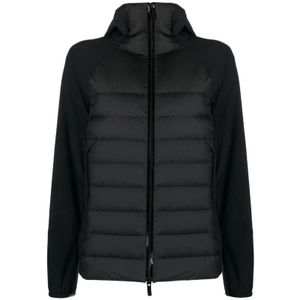 Moncler, Jassen, Dames, Zwart, S, Gewatteerde Jas met Logopatch