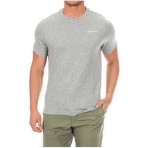 Hackett, Tops, Heren, Grijs, XL, Katoen, T-shirt met Korte Mouwen en Borduursel