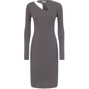 Patrizia Pepe, Kleedjes, Dames, Grijs, L, Polyester, Road Gray Gebreide Jurk