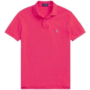 Polo Ralph Lauren, Tops, Heren, Roze, M, Katoen, Custom Fit Polo met Korte Mouwen