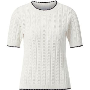 Rich & Royal, Truien, Dames, Wit, S, Katoen, Crew-neck Trui met Contrastboord