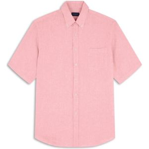 Paul & Shark, Overhemden, Heren, Rood, S, Linnen, Premium Linnen Overhemd met Korte Mouwen