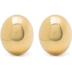 Federica Tosi, Accessoires, Dames, Geel, ONE Size, Goudkleurige Clip-On Oorbellen met Gepolijste Afwerking