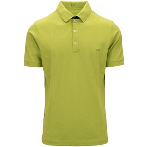 Fay, Tops, Heren, Groen, L, Katoen, Polo Shirt met Knoopsluiting