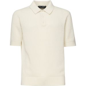 Dolce & Gabbana, Tops, Heren, Wit, M, Katoen, Witte Polo Shirt Mesh 12 Gauge