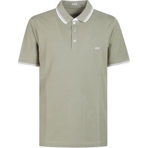 Fay, Tops, Heren, Groen, XL, Katoen, Gestreept poloshirt met dubbele kraag