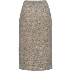 Pinko, Rokken, Dames, Beige, M, Herringbone Midi Rok met Wrap Paneel