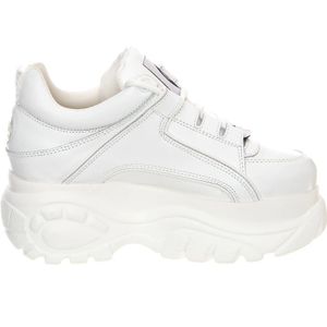 Buffalo, Schoenen, Dames, Wit, 41 EU, Witte Leren Profiel Sneakers voor Vrouwen