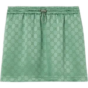 Gucci, Rokken, Dames, Groen, S, Monogram Mini Rok met Piped Trim
