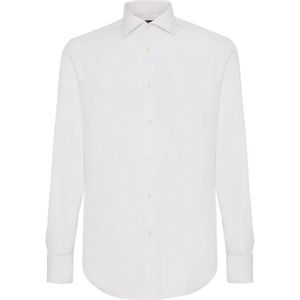 Boggi Milano, Overhemden, Heren, Wit, M, Katoen, Slim Fit Stretch Katoenen Overhemd