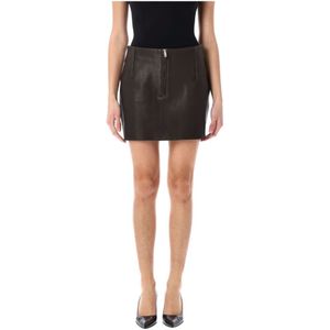 Remain Birger Christensen, Rokken, Dames, Bruin, S, Leer, Chocolade Bonded Leren Rok Voorrits