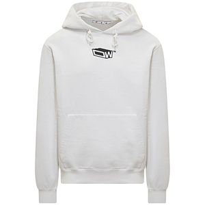 Off White, Sweatshirts & Hoodies, Heren, Wit, S, Katoen, Stijlvol Sweatshirt