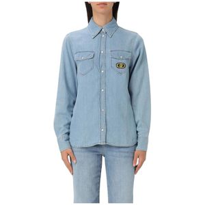 Liu Jo, Blouses & Shirts, Dames, Blauw, 2Xs, Denim, Blauwe Denim Western Style Overhemd