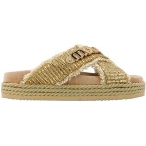 Mou, Schoenen, Dames, Beige, 39 EU, Katoen, Raffia Criss Cross Sandalen
