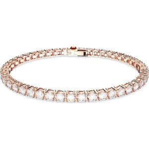 Swarovski, Accessoires, Dames, Roze, L, Tennisarmband in roségoud met heldere kristallen