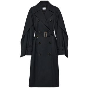 Burberry, Mantels, Dames, Zwart, XS, Wol, Wollen Trenchcoat