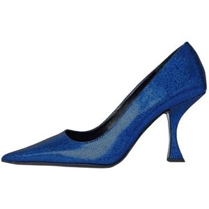 By Far, Schoenen, Dames, Blauw, 40 EU, Leer, Blauwe Disco Pumps met Sculpturale Hak