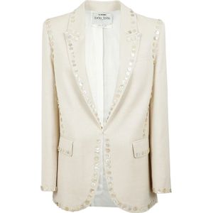 Forte Forte, Jassen, Dames, Beige, S, Wol, Nieuw wollen blend jasje met getailleerde pasvorm